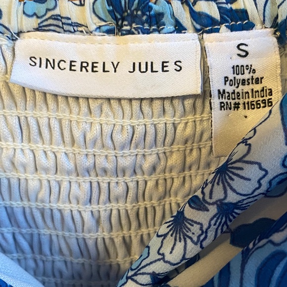 Sincerely Jules Vibrant Blue Floral Knee Length Small Dress NWT Spring Resort - Picture 2 of 10